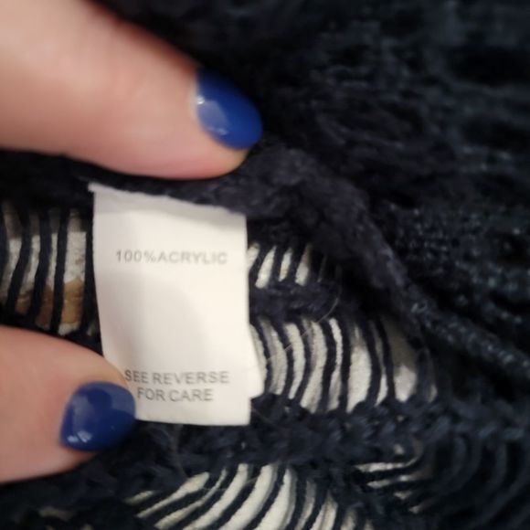 Moral Fiber long sweater cardigan open front navy blue‎ size large - Picture 4 of 5